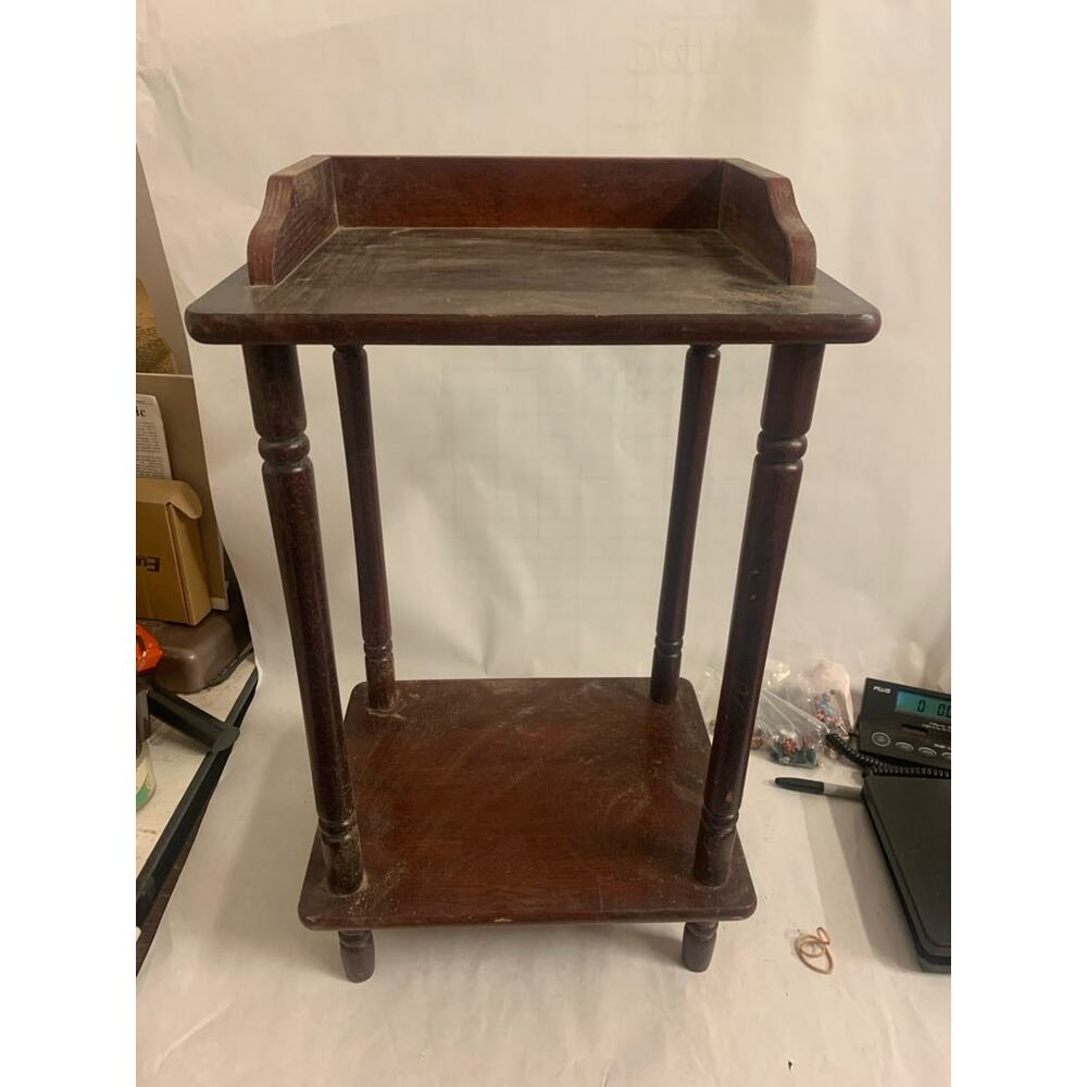 Vintage Wood Spindle Stand Table Two Tiered Telephone End Table, Plant Stand